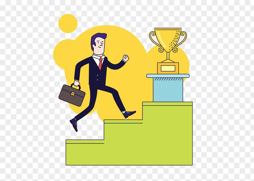 The Trophy On Stairs Businessperson Stair Climbing PNG