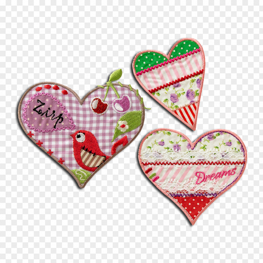 Heart Embroidered Patch Iron-on Appliqué Textile PNG