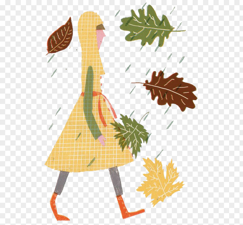 Rain Man And Leaves Illustration PNG
