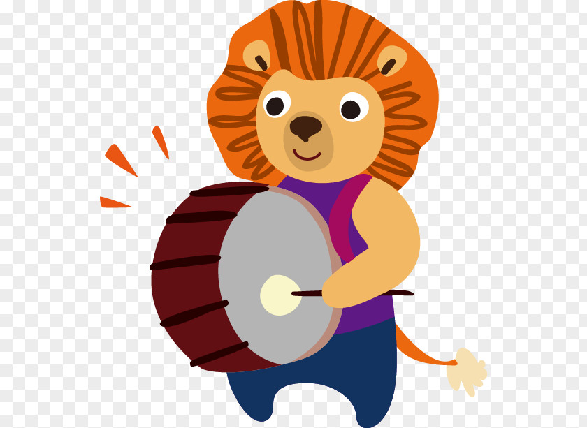 Cartoon Lion Pattern Drums Royalty-free Musical Instrument Clip Art PNG