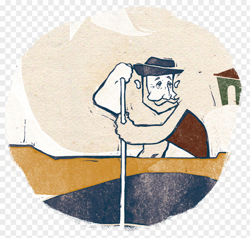 The Old Man Rowing A Circular Pattern Illustration PNG