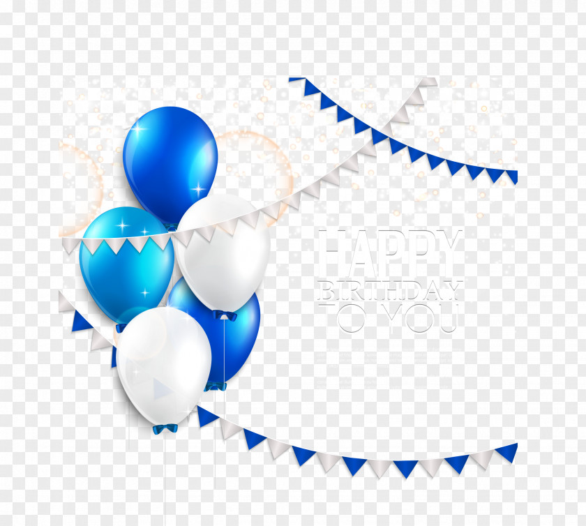 Beautiful Blue And White Balloons Birthday Cards Vector Material Wedding Invitation Balloon Greeting Card PNG