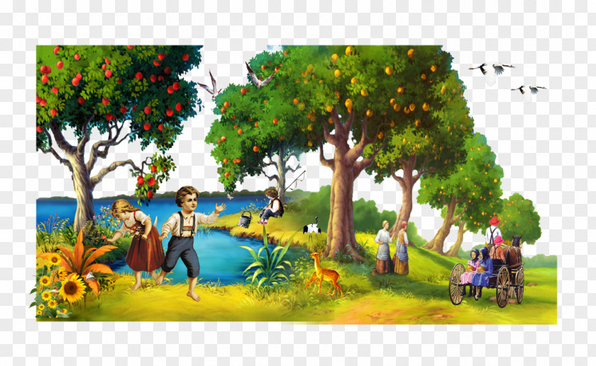 Oil Painting In The Orchard PNG