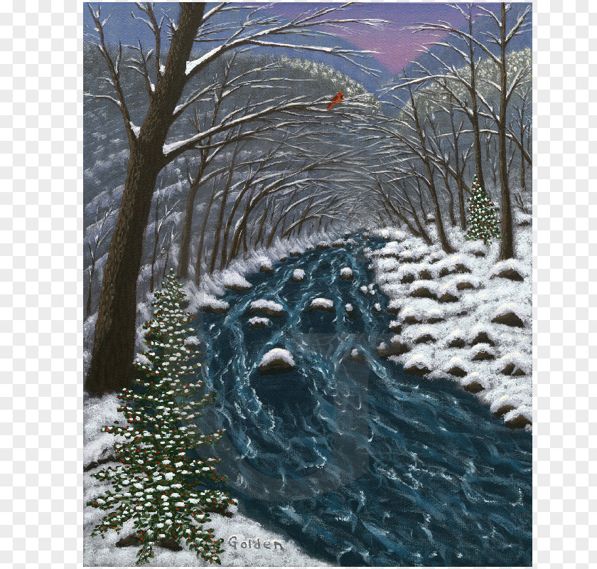 Painting Landscape Winter Branching PNG