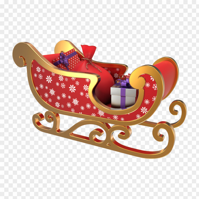 Santa Claus 3D Computer Graphics Sled Template PNG