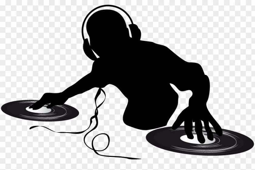 Silhouette Disc Jockey DJ Mixer Phonograph Record PNG