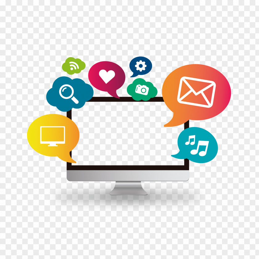 Vector Flattened Computer And Network Icons Web Development Online Chat Clip Art PNG