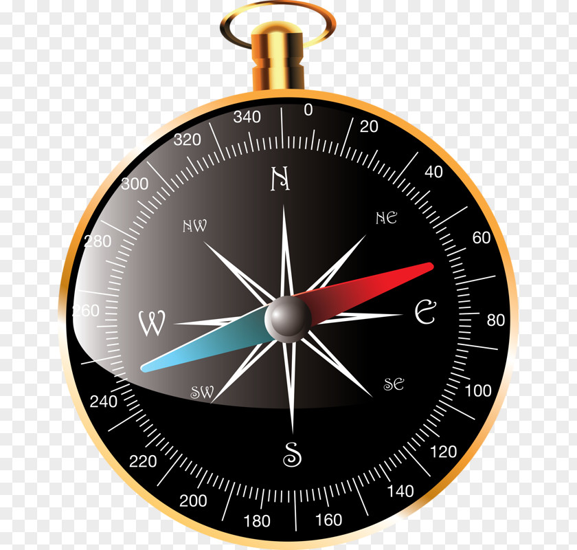 Black Compass Clock Speed Dial PNG