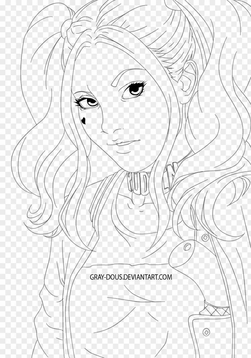 Harlequin Harley Quinn Line Art Drawing Sketch PNG