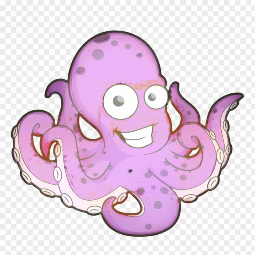 Sticker Purple Octopus Cartoon PNG
