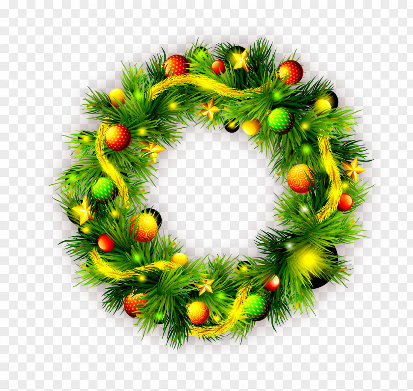 Green Pine Cone Pattern Wreath Christmas Gift Garland PNG