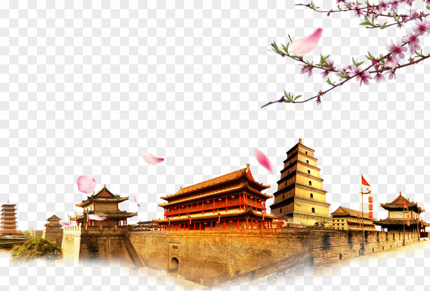 Xi'an Beautiful Cherry Huxian Impression Poster Template PNG