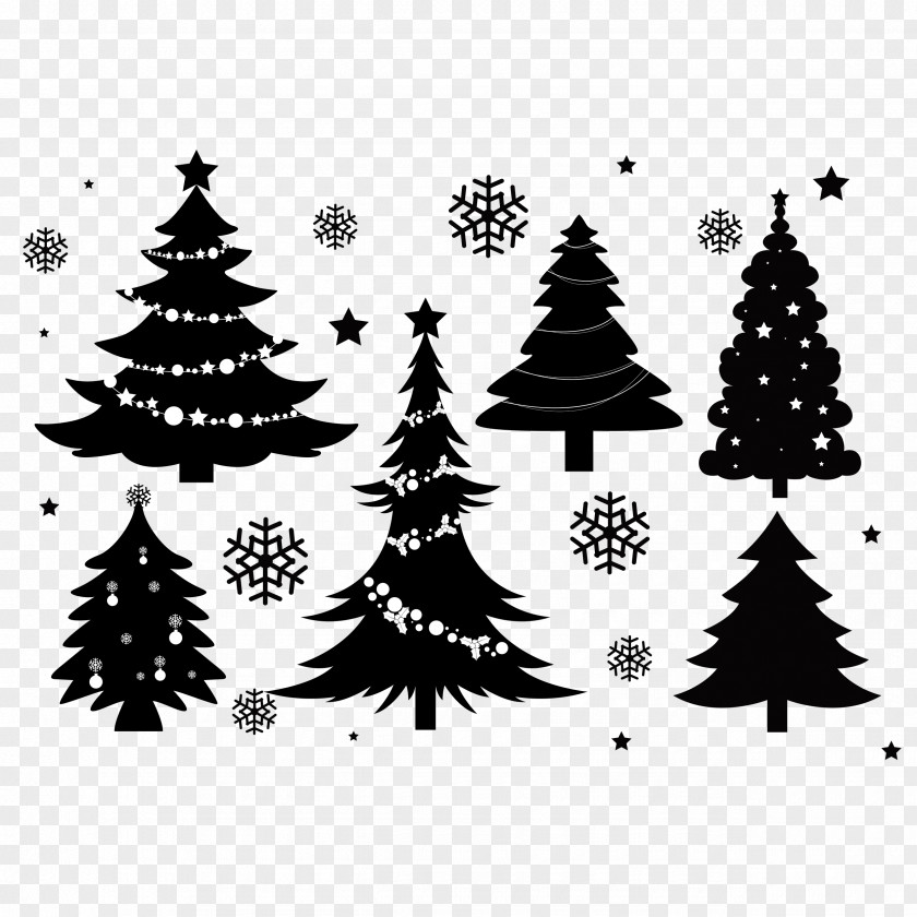 Black Background A Christmas Tree Santa Claus Vector Graphics Day PNG