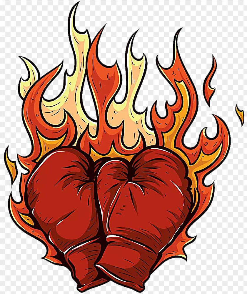Vector Boxing Gloves With Flame Map Glove Cartoon PNG