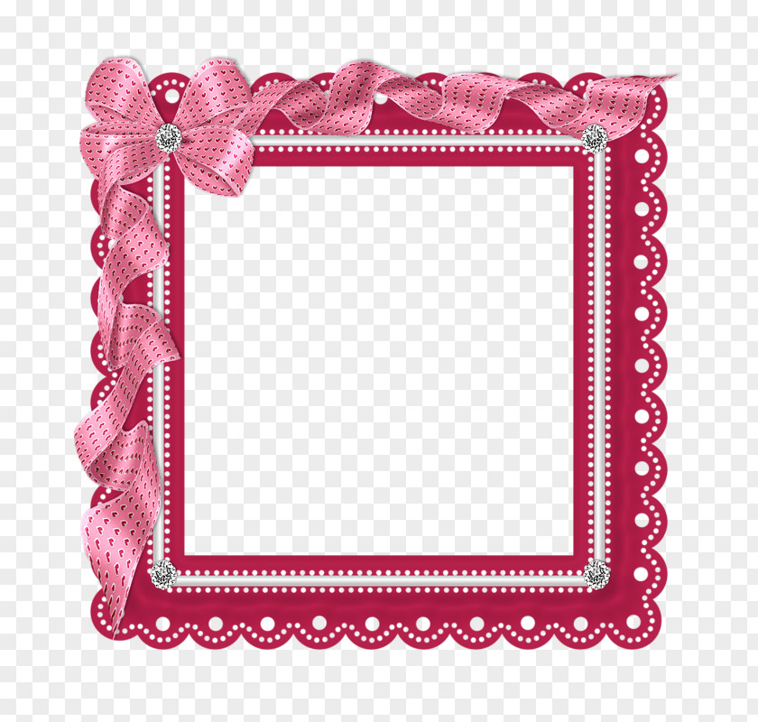 Pink Bow Border Picture Frame Paper Clip Art PNG