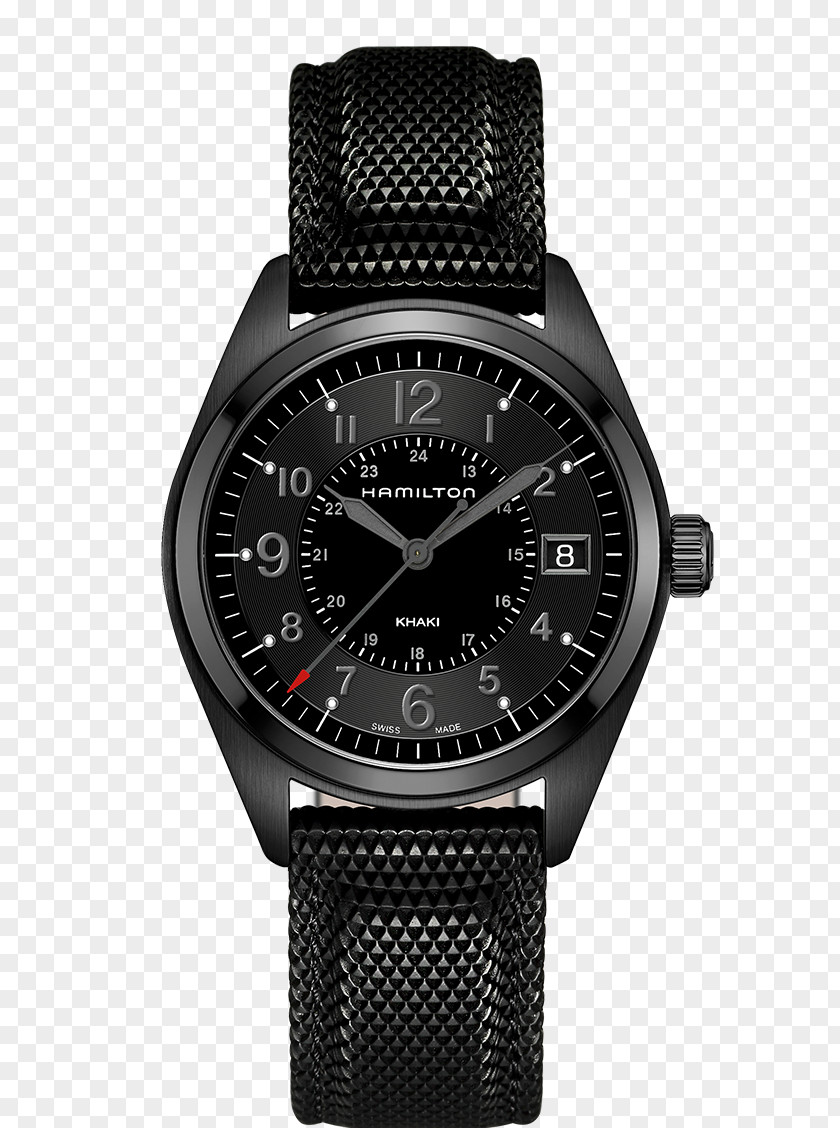 Hamilton Black Male Watch Company Strap Khaki Leather PNG
