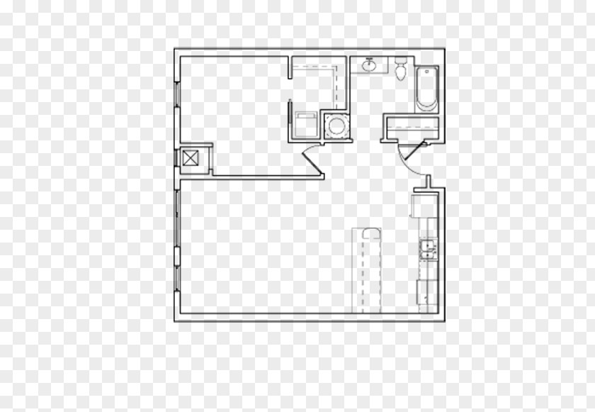 Clean Single Bedroom Paper Floor Plan Line Angle PNG