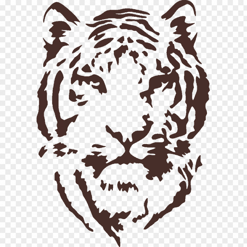 Ferocious Tiger Head Vector Graphics Stencil Clip Art PNG