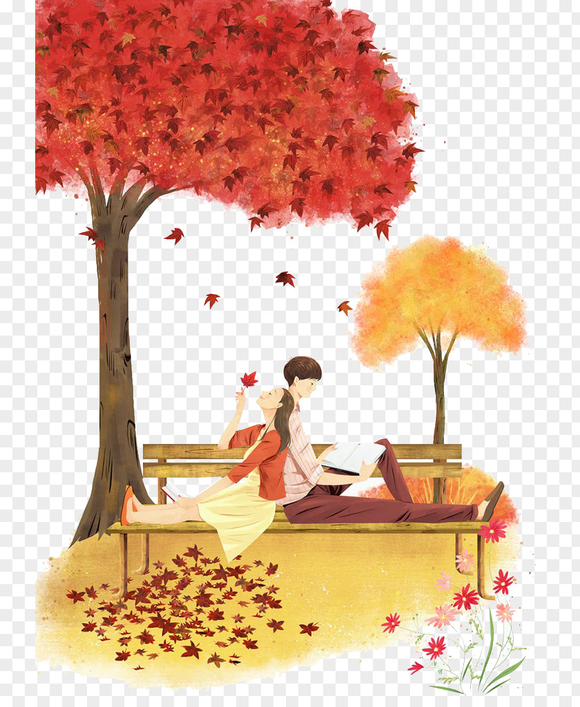 The Couple Read Book Wallpaper PNG