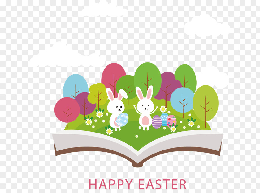 Creative Easter Bunny Egg Greeting Card PNG