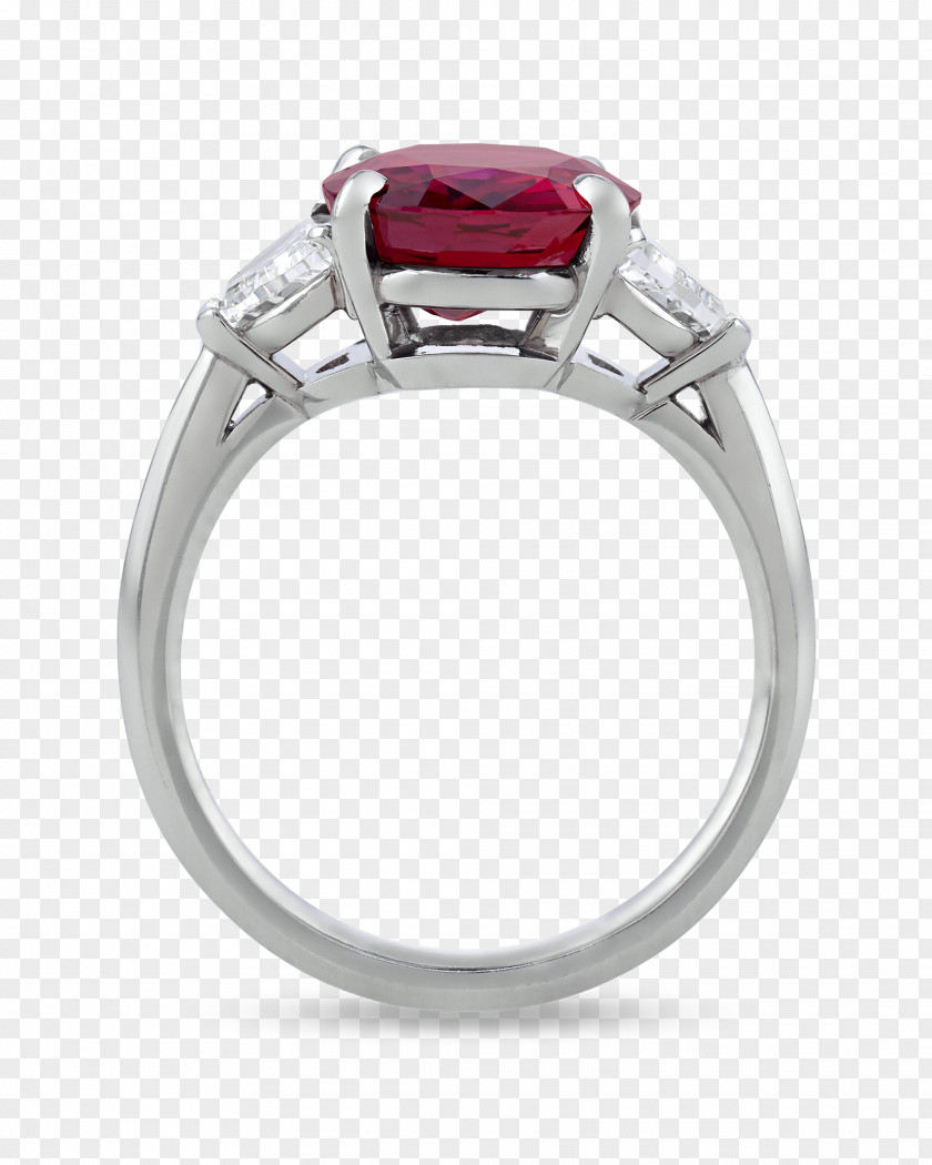 Ruby Engagement Ring Silver Jewellery PNG