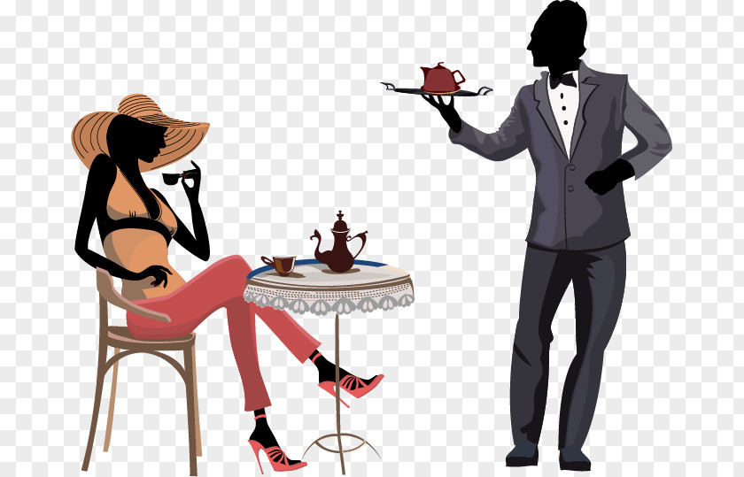 Beauty Tea Cafe Waiter Royalty-free PNG