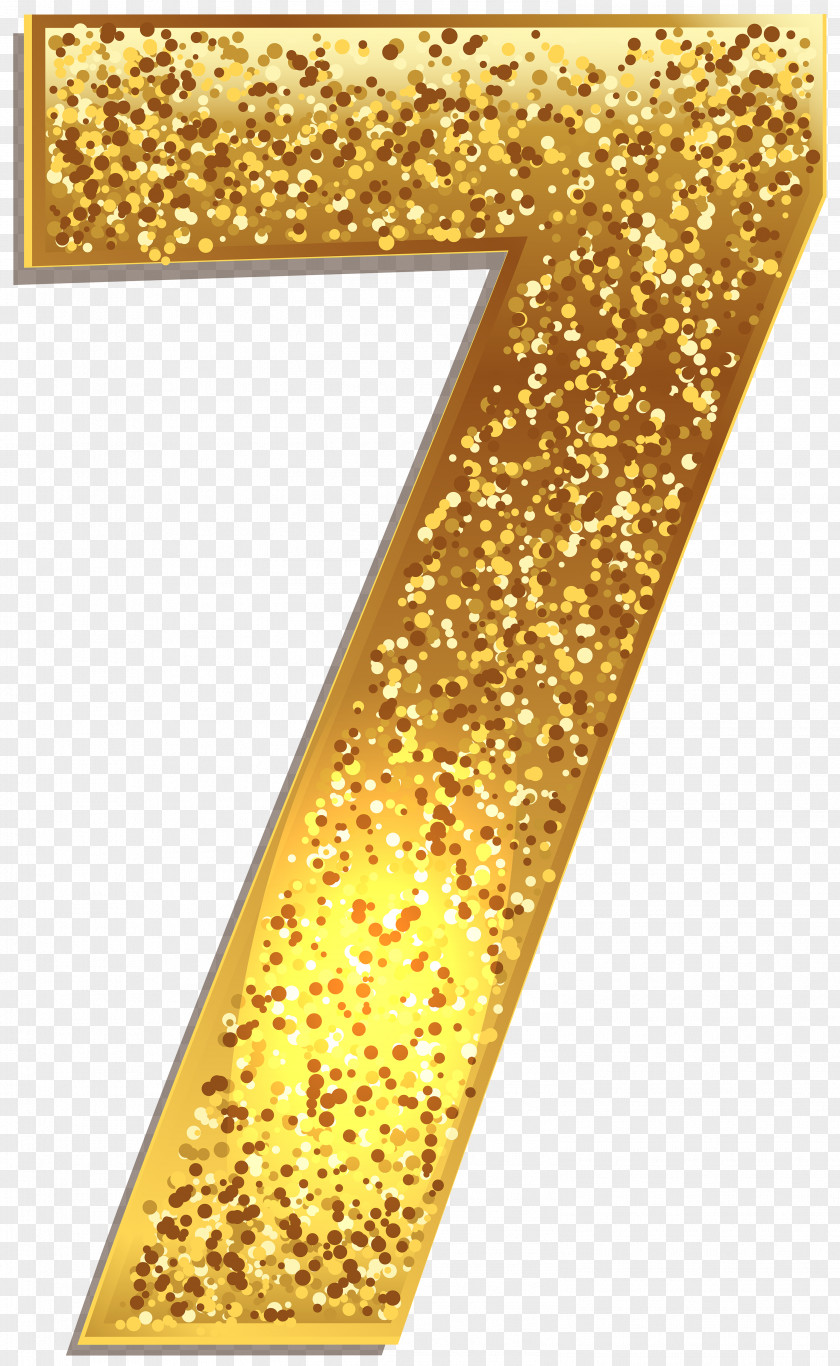 Number Seven Gold Shining Clip Art Image PNG