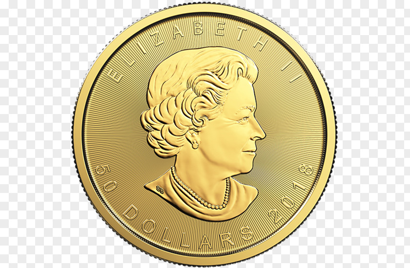 Gold Canadian Maple Leaf Bullion Coin PNG
