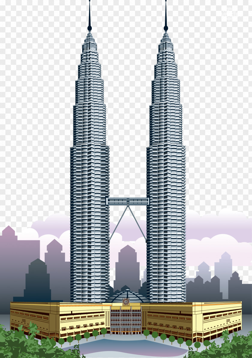 Vector Landmarks In Kuala Lumpur Petronas Towers City Centre Burj Khalifa World Trade Center PNG