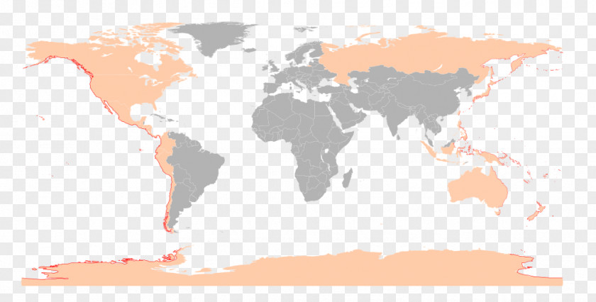 Tsunami World Map Globe Equirectangular Projection PNG