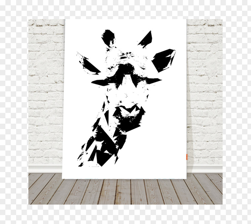 Giraffe Black And White Painting Art Tableau PNG