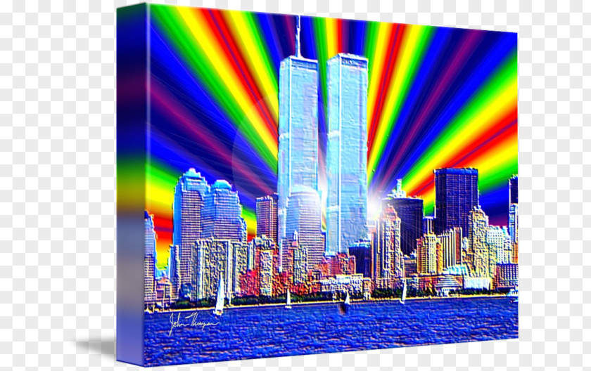 Twin Tower World Trade Center Canvas Print Digital Art Skyline PNG