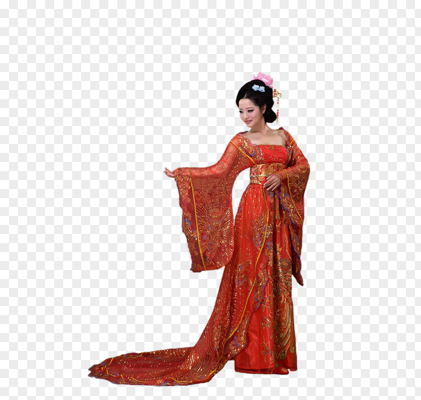 Woman Geisha Kimono Uluru Burgundy PNG