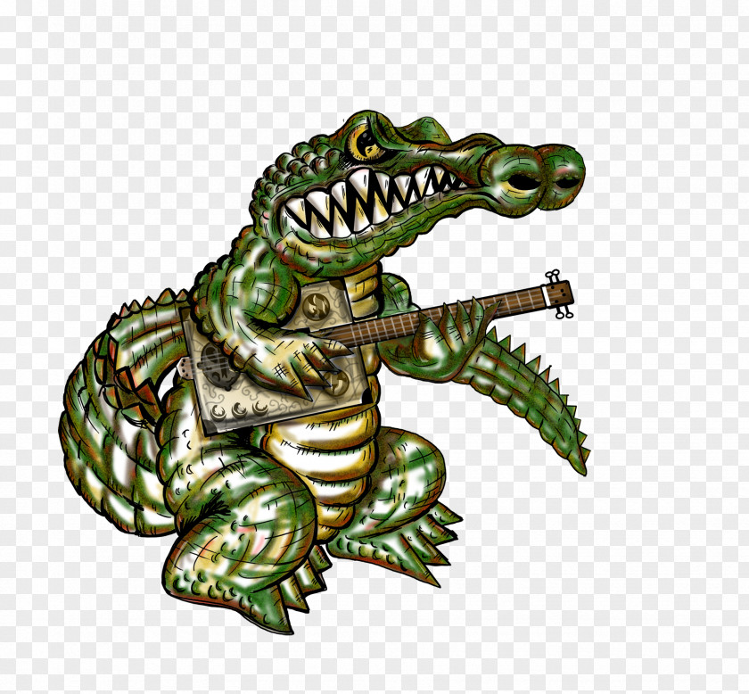 Cigar Box Guitar Graphics Reptile Alligators PNG