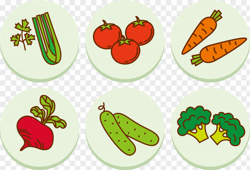 Fruit And Vegetable Collection Vector Cartoon Drawing PNG