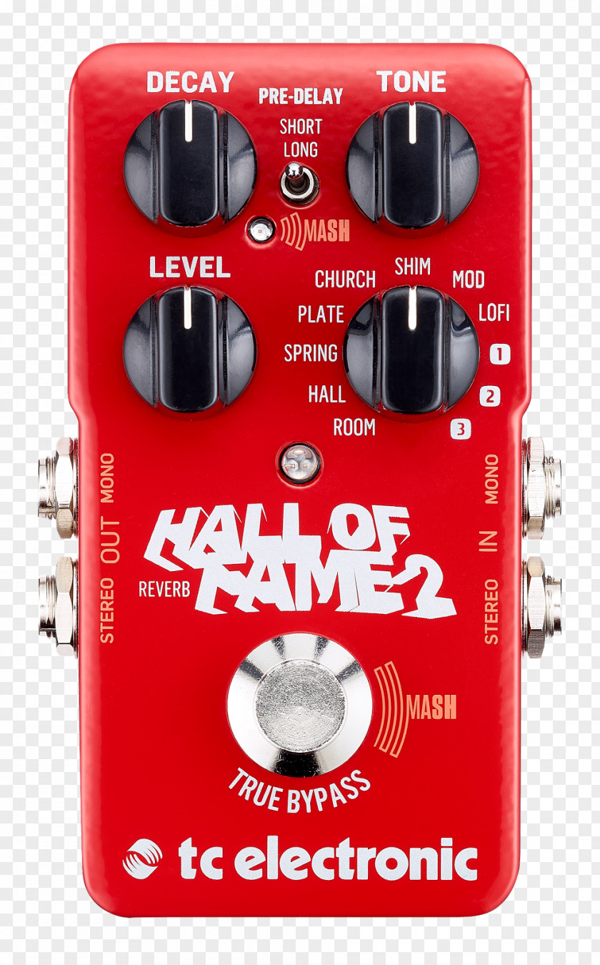 Electric Guitar Effects Processors & Pedals TC Electronic Hall Of Fame Reverb Reverberation Delay PNG