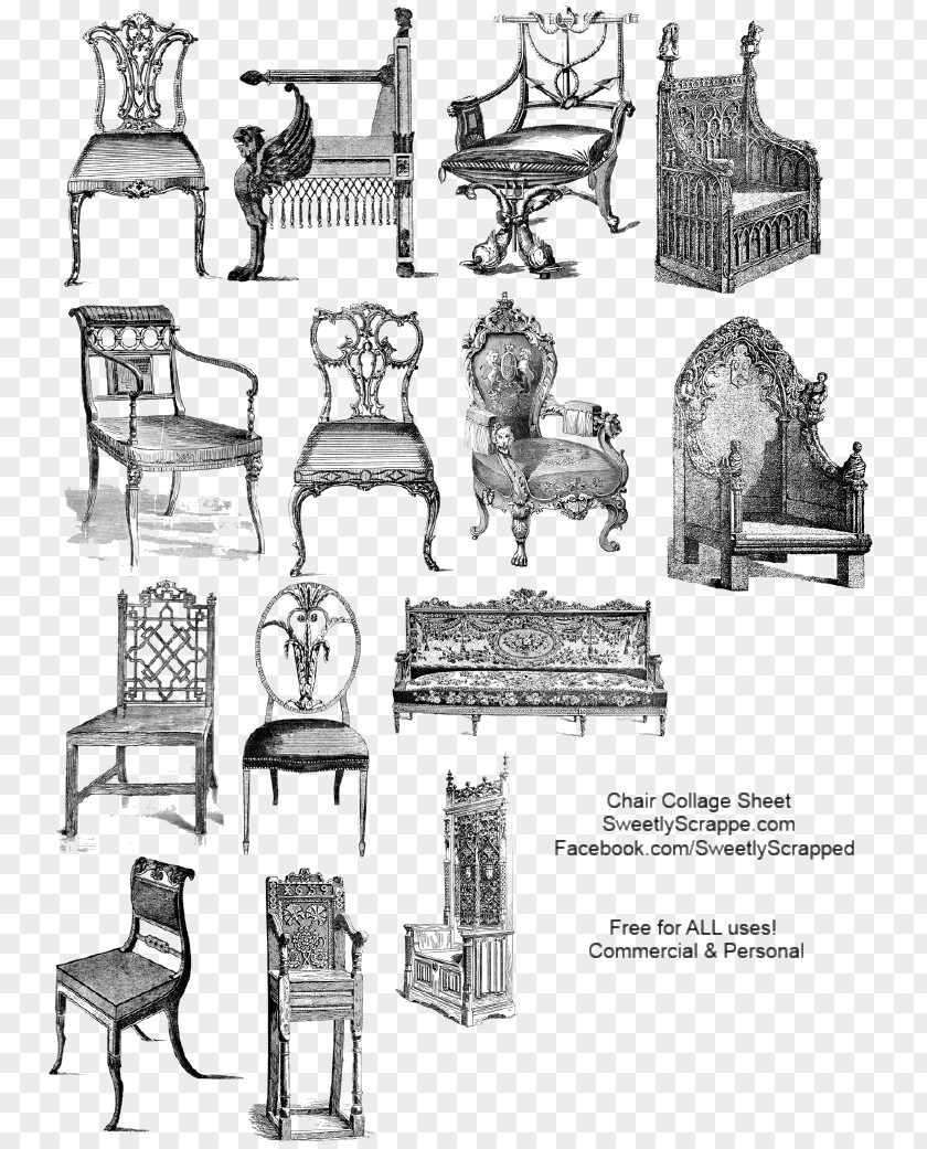 Dollhouse Writing Illustration Collage Sketch Chair Table PNG