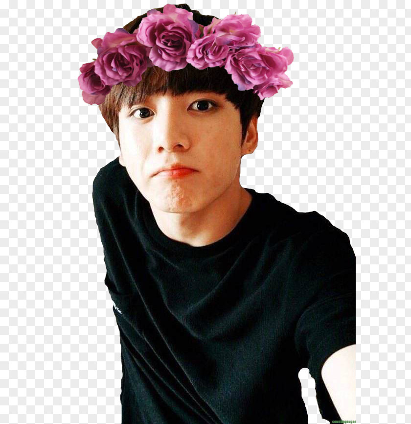 Flower Crown Jungkook BTS K-pop Desktop Wallpaper PNG