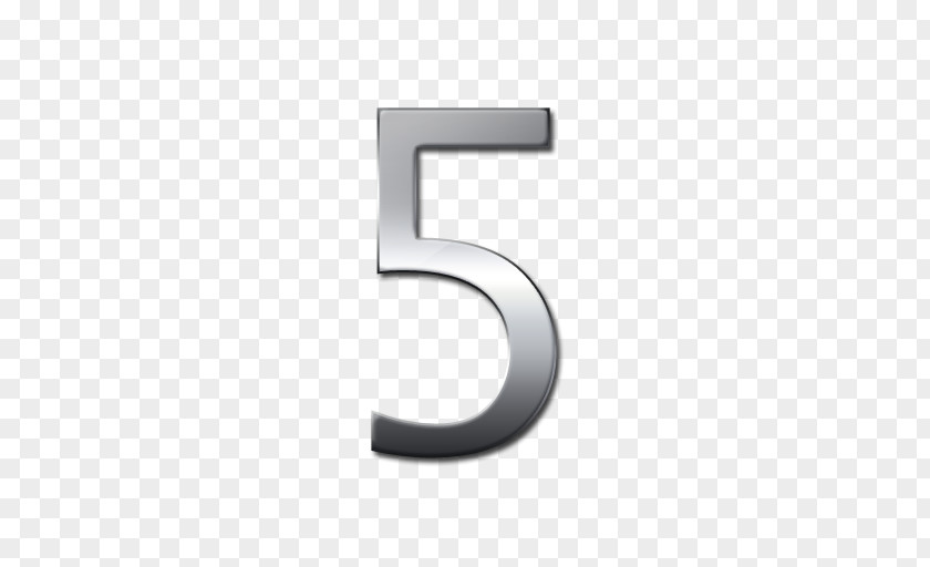 Number 5 Silver Alphanumeric PNG