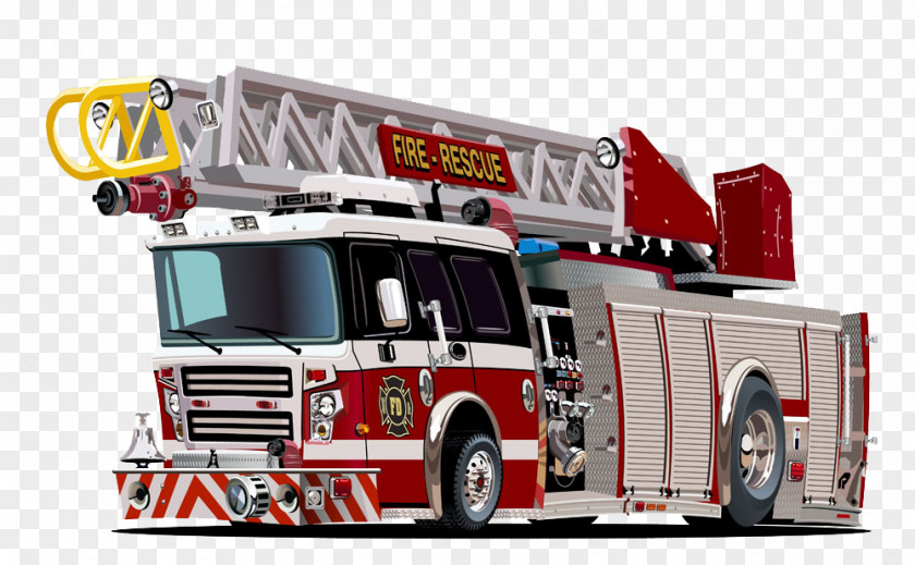 Hand-drawn Cartoon Illustration Fire Truck Engine Royalty-free PNG