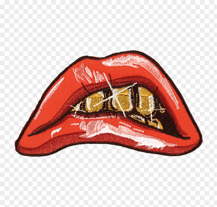 Tooth Mouth Iron-on Lip Embroidered Patch PNG