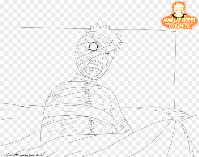 Uchiha Obito Finger Drawing Line Art Sketch PNG