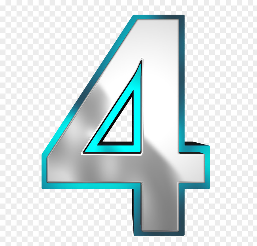 Metallic And Blue Number Four Clipart Image Clip Art PNG