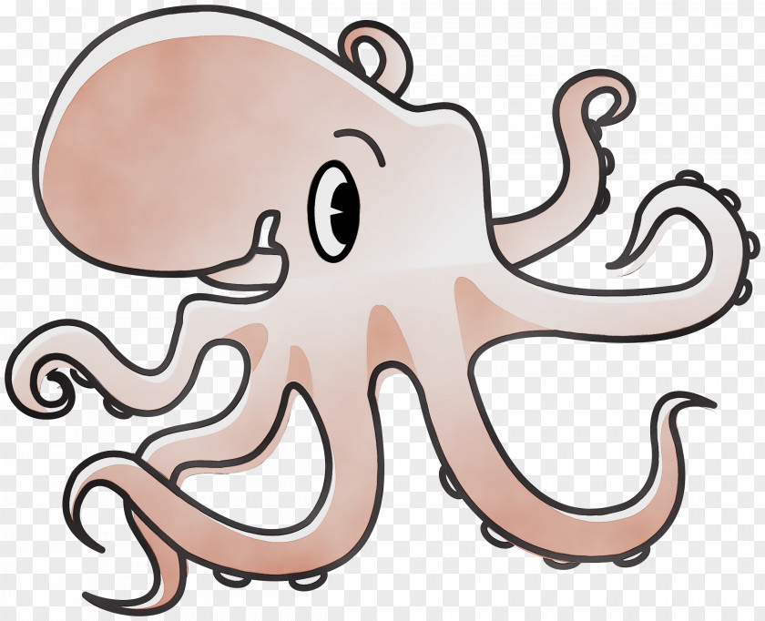 Octopus Giant Pacific Cartoon Line PNG