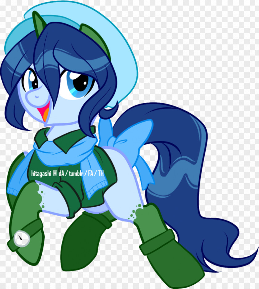 Scientist Pony Horse Green Blue PNG