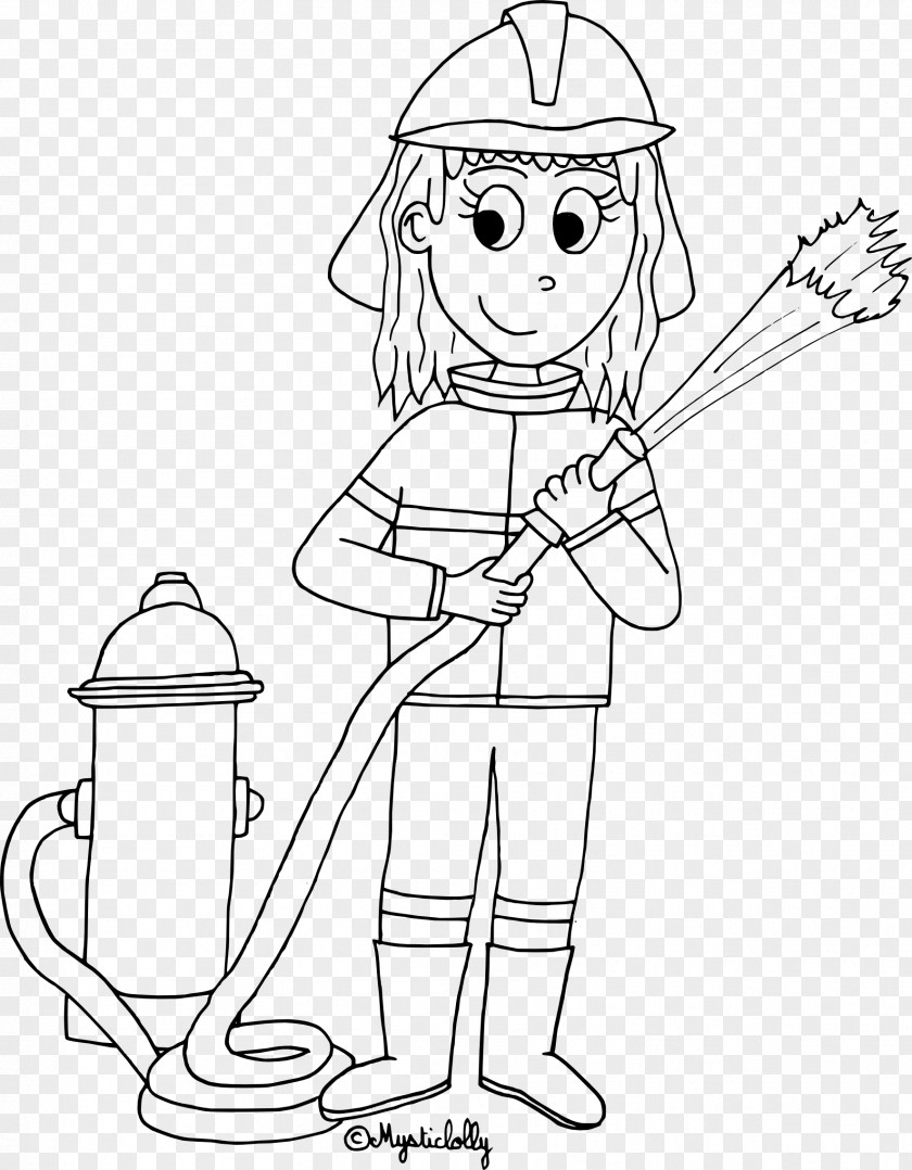 Firefighter Coloring Book Drawing Child Woman PNG