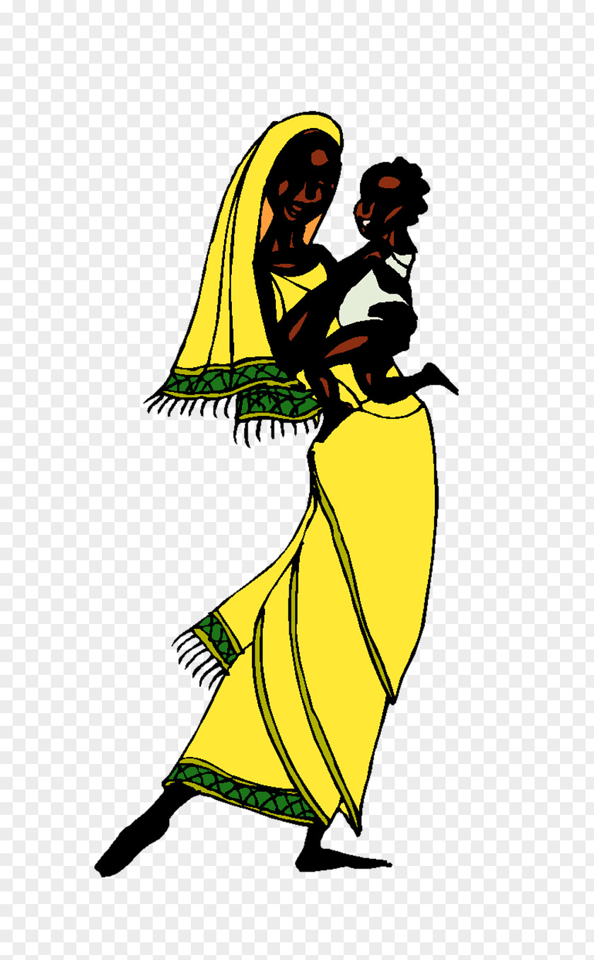 Hold The Child's Hand-painted Black Women Africa Tribe Ethics Illustration PNG