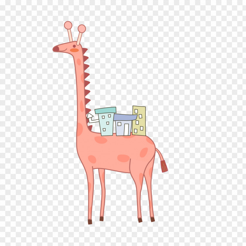 Pink Giraffe Illustration PNG