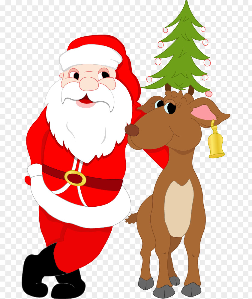 Cartoon Santa Claus Vector Material Reindeer Christmas PNG