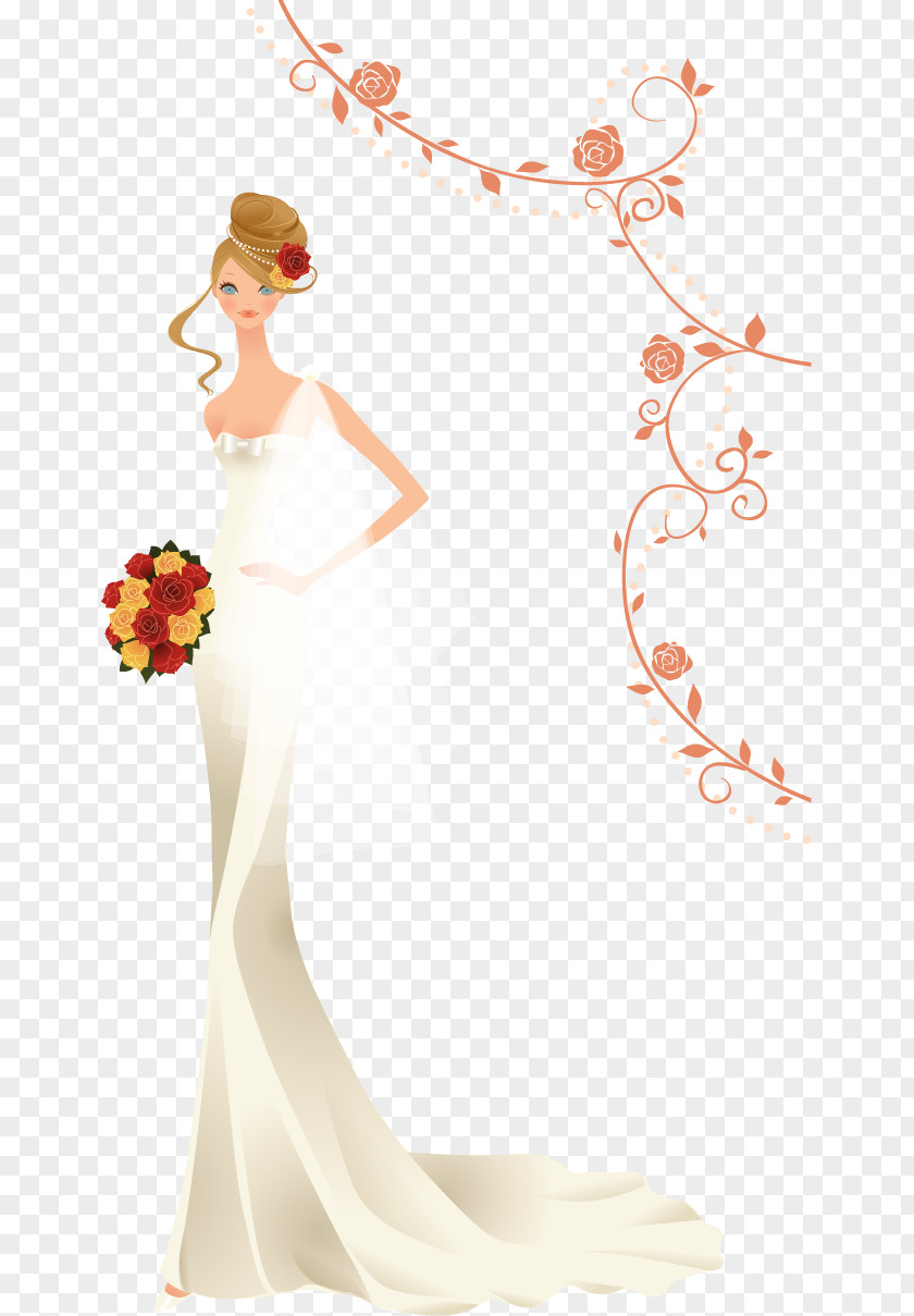Wedding Poster Vector Elements Bride Contemporary Western Dress Clip Art PNG
